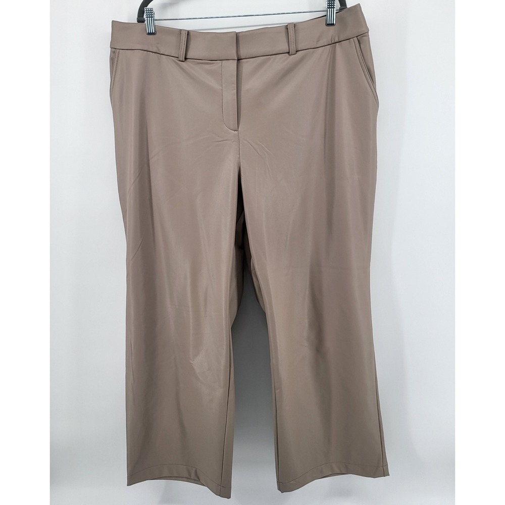 Lane Bryant Plus Size 20P Faux Leather Pants Beige Career Business Casual